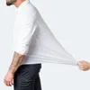 Camisas de vestir para hombres, camisa de manga larga elástica para hombres de negocios, color sólido, sin hierro, resistente a las arrugas, sin costuras, delgada y transpirable 230216