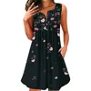 Casual Dresses Womens Fashion Sleeveless Round Neck Button Silhouette For Women Dinner Summer Long Silky Dress