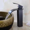 Bathroom Sink Faucets Waterfall Faucet Basin Black Oil Brushed Brass Vanity Vessel Mixer Cold And Water Tap Deck Mount