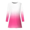 Casual Dresses Gradient Printed Long Sleeved Tee Shirt Autumn Winter Plus Size For Women Swing