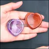 Stone Heart Preocupa￧￣o Pinze para c￣es de pedra preciosa Rosa Natural Rose Quartz Healing Crystal Therapy Reiki Tratamento Minerais espirituais Mas palm Dro dhtej