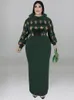 Wmstar grande taille robes femmes imprimer Patchwork plume à manches longues Vintage Maxi robe élégant Streetwear en gros goutte 230216