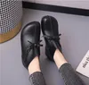 Boots Wedge Women's 2023 Square Bowknot Soft Plush Ankle Fashion Back Zipper Leather Shoes Flat Heels Boot