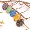 Anhänger Halsketten Twine Colorf Lava Stein Baum des Lebens DIY Aromatherapie Ätherisches Öl Diffusor Halskette Für Frauen Schmuck Drop Deliv Dhgmj