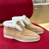 Designer loropiana encantos sapatos pina botas de neve inverno novo lp curto pelúcia pele quente integrado sapatos de algodão