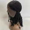 Capelli sintetici 180% Densità 16 pollici Twist Trecce Parrucca frontale in pizzo riccio per donna nera