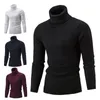 Blusas masculinas de suéter de malha esbelta de malha elástica de gola alta e elástica Twist Men Pullover