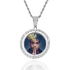 Hip Hop Memory Rotable Dubbelsidig cirkulär fotohänge med Micro Set Zircon Chaoren Hip Hop Frame Necklace Pendant Halsband