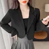 Damenanzüge, Blazer, Blazer, Damen, abgeschnitten, solide, einfach, Einknopf, klassisch, Allmatch, Teenager, elegant, Damen, Oberbekleidung, Herbst-Design, schick, stilvoll, 230216