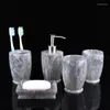 Bath Accessory Set Creative Bathroom Accessories 5pcs Resin Organizer Marble Design Lotion Bottle Tumbler Toothbrush Holder Soap Dish