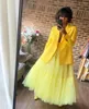 Юбки ярко -желтый пухлый тюль макси юбки элегантный бальный платье рюша длинная вечеринка на выпускной вечерин