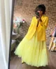 Gonne Gonna lunga in tulle gonfio giallo brillante Abito da ballo elegante con volant Abito lungo da ballo extra lussuoso su misura