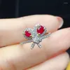 Кластерные кольца подарки естественное реальное и рубиновое кольцо 925 стерлинговое серебро