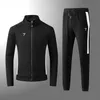 Herrspårar Högkvalitet Mens Designer Tracksuits Stylish Stand Collar Zip Up Cotton Men Luxury Casual Sports Tracksuit