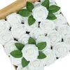 Fleurs décoratives 25pcs Faux Rose Fleur avec un mariage de mariage décorations artificielles 8cm bouquet de mousse pour la maison Fake floral désoratif