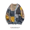 Men's Sweaters Japanese Retro Contrast Color Knitted Cardigan Spring And Autumn Ins Tide Brand V-neck Loose Casual Lazy Wind Sweat