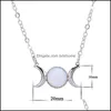 Pendant Necklaces Natural Stone Necklace Sun Moon Turquoise Pink Opal Healing Crystal For Women Jewelry Drop Delivery Pendants Dhl9A