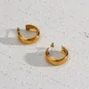 Stud Ladies Basic Fine Polishing Like a Mirror PVD Plated Stainless Steel Wide Hoop Earrings For Women Tarnish Free Jewelry 230215