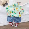 Ropa de verano para bebés, ropa para niños pequeños, ropa para bebés, camisa de manga corta con estampado, Tops, pantalones, trajes de 2 uds.