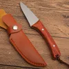 Hot G2378 Coltello dritto di sopravvivenza 8Cr13Mov Modello laser Bade Full Tang Manico in legno Campeggio esterno Escursionismo Coltelli da caccia con fodero in pelle