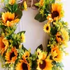 Fleurs décoratives 32-35 cm Artificielle Faux Soie Tournesol Guirlande Porte Suspendue Guirlande De Noce Décorations Pour La Maison