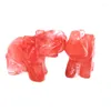التماثيل المزخرفة 2 بوصة طبيعية ذوبان أحمر طبيعية ctystal فيل الحرفة المنحوتة الكريستال المصغرة تمثال للديكور شقرا الشفاء