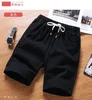 Herr shorts män smal passform 2023 sommar bomull linne knä längd andningsbara manliga kläder rent rak stor storlek m-6xl 7xl vit