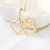 Cute Gold Bear Paw Heart Necklace Designer Silver Pendant Woman Alloy Necklaces Pendants Chain for Women Fashion Jewelry Short Chokers Accessories Friend Gift