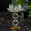 Kandelhouders Hoogvoetige Crystal Lotus Candlestick Butter Lamp Base Huwelijksvoorraden Ornamenten Boeddhist