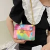 أكياس الكتف Okolive New Fashion Ladies Messenger Bags Color Rainbow Rakep Pu Leather Leather Counter Counter Bag Women Crossbody for Girl 0216/23