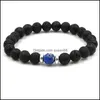 Fili di perline Natural Black Lava Stone Strand Tigers Eye Perline turchesi Braccialetti Chakra Bracciale diffusore di oli essenziali Volcanic Dhak4