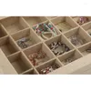 Jewelry Pouches Top Grade 24 Grid Linen Glass Lid Bracelet Loose Bead Box Boxes Display Shelf