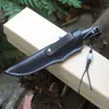 HOT M6692 Survival Straight Knife 7Cr13Mov Satin Drop Point Bade Full Tang Ebony Handle Outdoor Camping Vandring Jakt Knivar med läderhölje