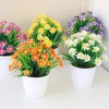 Fleurs décoratives Fleur de printemps Plantes artificielles en pot Bonsaï Pots Faux Hogar Table Ornement pour la décoration intérieure Chambre Jardinière Jardin