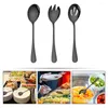 Dinware sets Serveer lepel salade lepels vork roestvrijstalen gebruiksvoorwerpen set vorken sleuf zwarte servers spork cocktail servergerei fruit