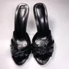 Mules 191 Pantmands d'été High Heels Femmes Outdoor Designer Black Snake Match Slides Fish Toe Knot Shoes 34776