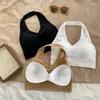 Camisoles & Tanks Sexy Backless Bra Halter Crop Tops For Women Wire Free Sport Strapless Brassiere Suspenders Shockproof Vest Top Lingerie