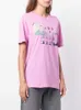 Изабель Марант Женская дизайнерская футболка с буквенным принтом и цветным принтом Хлопок с круглым вырезом и коротким рукавом Модные топы Женская футболка Четыре цвета