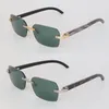 Lunettes de soleil originales en corne de buffle marbrée noire pour femmes montures carrées sans monture lunettes de soleil unisexes lunettes miroir lunettes de luxe en corne montures pour homme taille 57