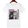 Dam T-shirts Skalle Skjorta Dam Grafisk T-shirt Gotiska Kläder Tryck 2023 Mode T-shirt Harajuku Estetisk Kvinnlig Grunge T-shirt