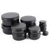 Kwaliteit lege potten flessen zwart ronde aluminium blikjes schroef deksels metalen lippenbalsem doos cosmetische containers opslagorganisatie
