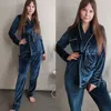 Vêtements de nuit pour femmes Hechan gris velours pyjamas chaud à manches longues costume à la maison pour les femmes deux pièces ensemble épais ensemble de vêtements de nuit ensembles de costume de nuit automne femme 230215