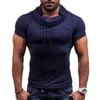 T-shirts pour hommes Tops à la mode pour hommes Tees Summer Cotton O Neck Short Sleeve Shirt Men Solid Hooded Slim