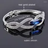 Bangle KIOOZOL Fashion Cubic Zirconia Bracelets For Women Wedding Accessories Gold Silver Color On Hand Gift 093 KO3