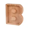 Drewniane miejsce do przechowywania Słoika Przezroczyste pieniądze Oszczędność 26 angielski alfabet list Piggy Banks DIY Creative Prezent U0304