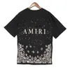 Manche Amari Street Amilr Airlies Full Am T-shirt Amis Imiri Star Amiiri Men Fried Fried Casual Luxury Designer Courte-Baisse Loose Top Imprimé Câle de Câles et de noix EPD4