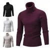 Blusas masculinas de suéter de malha esbelta de malha elástica de gola alta e elástica Twist Men Pullover