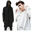 Felpe con cappuccio da uomo Gothic Hooded Men 2023 Hip Hop Primavera Autunno Bianco Nero Mantello lungo Cape Trench Coat Abiti maschili Streetwear 3xl HD18