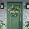 Decorative Flowers Lavender Wreath For Front Door Artificial Eucalyptus Garland Wooden Welcome Sign Floral Wedding Party Home