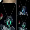 Pendentif Colliers Fashion Wolf pour unisexe Glow dans la chaîne de pull animal sombre Collier brillant Punk Hiphop Bijoux Accessoires